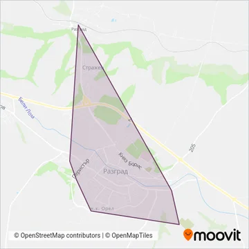 Градски транспорт Разград coverage area map