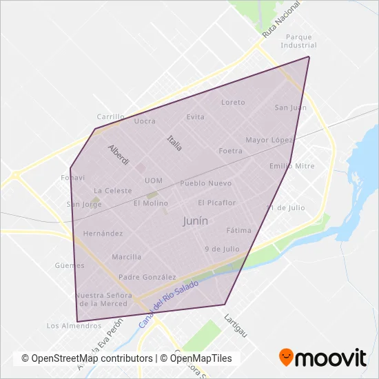 Transportes 8 de Octubre S.A. coverage area map