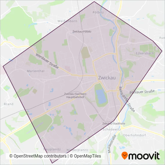 SVZ Zwickau Strab coverage area map