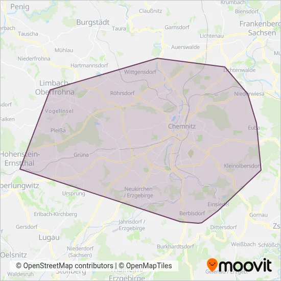 SV Chemnitz Bus coverage area map