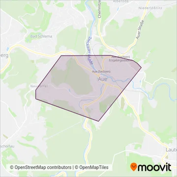 SV Aue Bus coverage area map