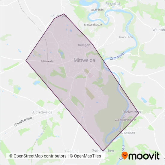 SV Mittweida Bus coverage area map
