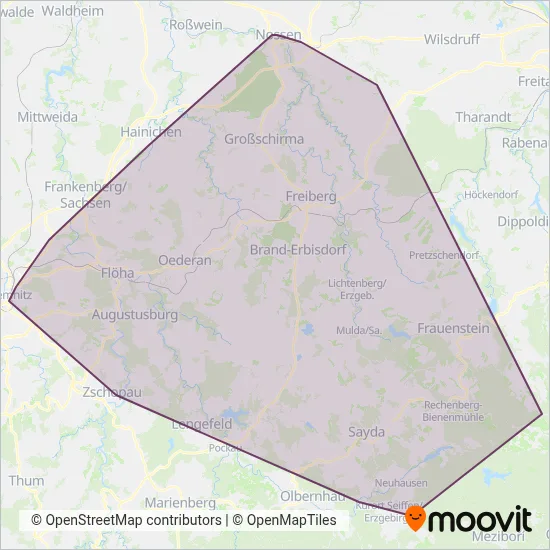 RV Freiberg Bus coverage area map