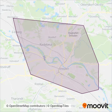 DVB-Straßenbahn coverage area map