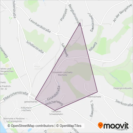 Bergbahn coverage area map