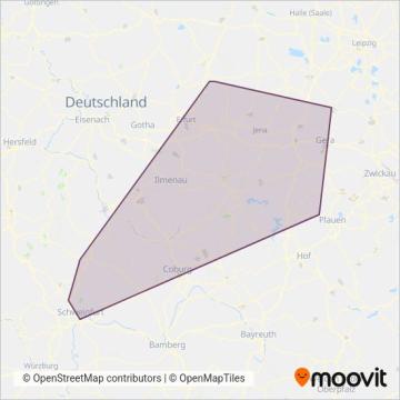 Схема покрытия компании Erfurter Bahn (Поезд)