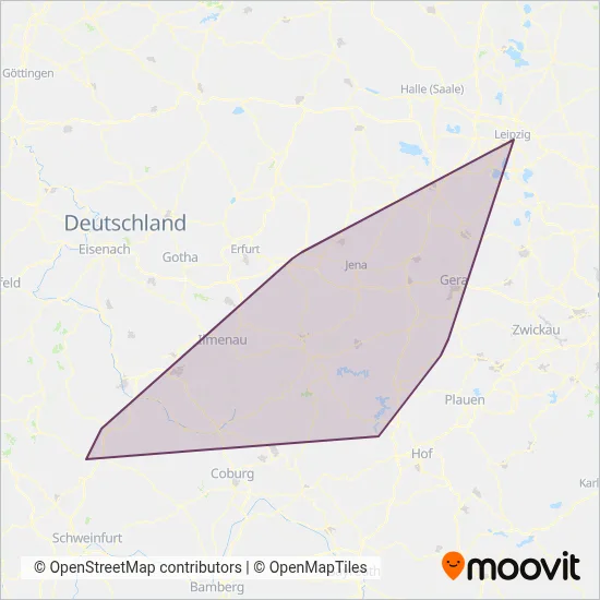 Erfurter Bahn (Bus) coverage area map