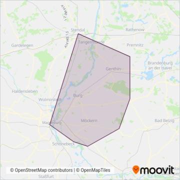 Схема покрытия компании Nahverkehrsgesellschaft Jerichower Land (Автобус)