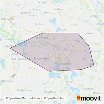 Схема покрытия компании Leipziger Verkehrsbetriebe (Автобус)
