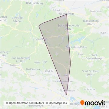 Harzer Schmalspurbahnen coverage area map