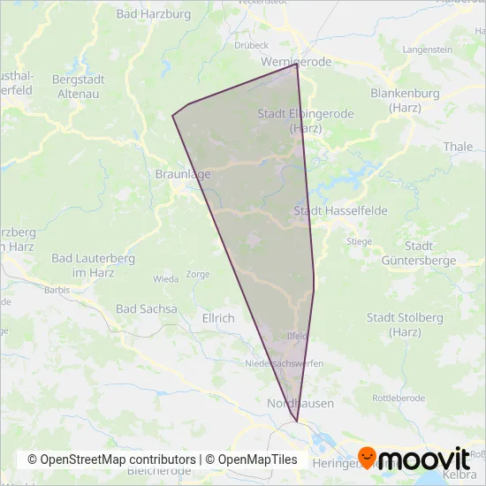 Harzer Schmalspurbahnen coverage area map