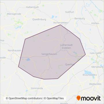 Схема покрытия компании Verkehrsgesellschaft Südharz