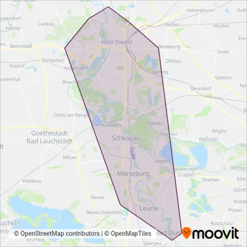 Hallesche Verkehrs-AG (Tram) coverage area map