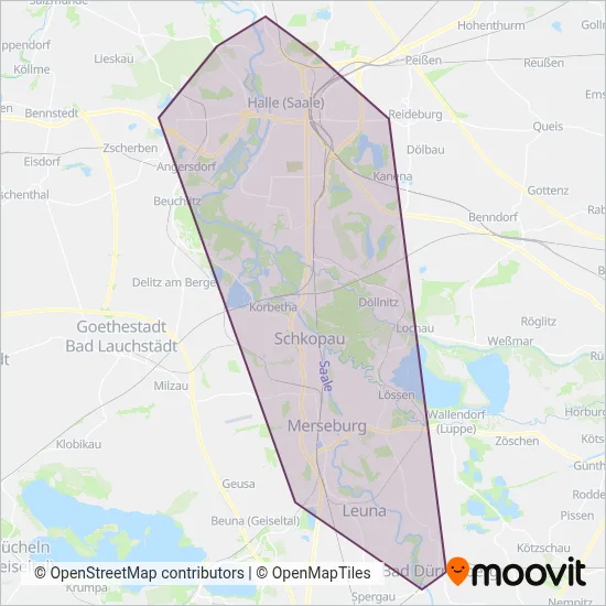Hallesche Verkehrs-AG (Tram) Verbundsgebiet