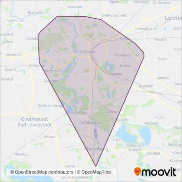 Схема покрытия компании Hallesche Verkehrs-AG (Автобус)