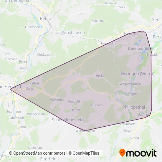 RhönEnergie Bus GmbH (NVV) coverage area map