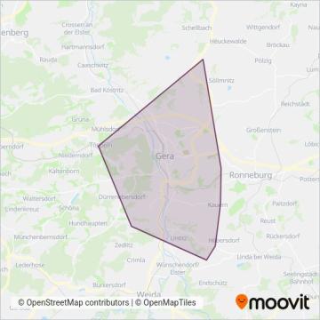 Схема покрытия компании GVB Verkehrs- und Betriebsgesellschaft Gera mbH (Автобус)