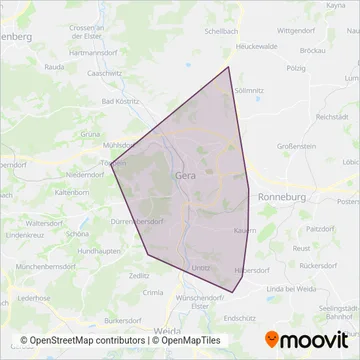GVB Verkehrs- und Betriebsgesellschaft Gera mbH (Bus) coverage area map
