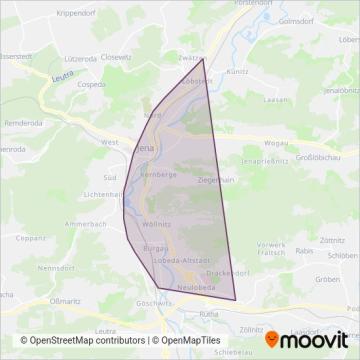 Схема покрытия компании Jenaer Nahverkehr GmbH (Трамвай)