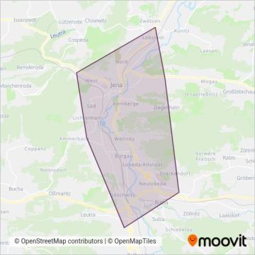 Схема покрытия компании Jenaer Nahverkehr GmbH (Автобус)