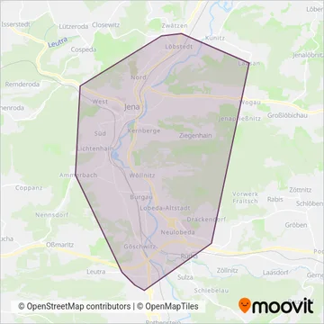 Схема покрытия компании Jenaer Nahverkehr GmbH (Автобус)