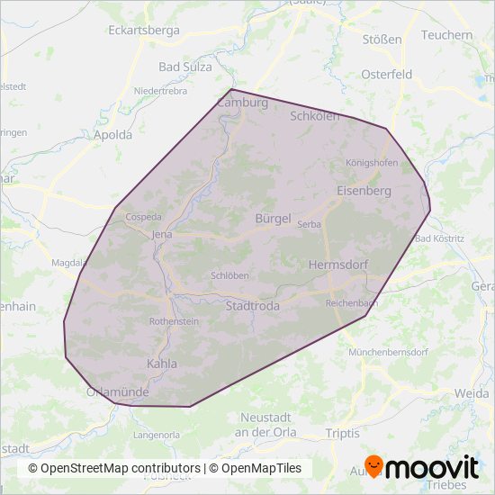 JES Verkehrsgesellschaft mbH coverage area map