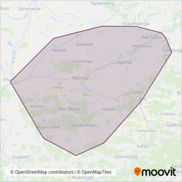 Схема покрытия компании Personenverkehrsgesellschaft mbH Weimarer Land