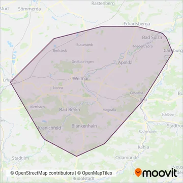 Personenverkehrsgesellschaft mbH Weimarer Land coverage area map