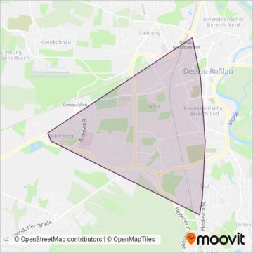 Схема покрытия компании Dessauer Verkehrsgesellschaft (Трамвай)