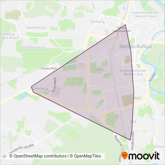 Dessauer Verkehrsgesellschaft (Tram) coverage area map