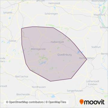 Схема покрытия компании Harzer Verkehrsbetriebe