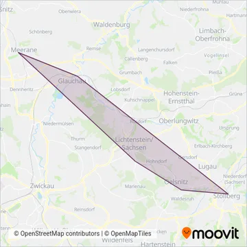 Схема покрытия компании City-Bahn Chemnitz (Поезд)