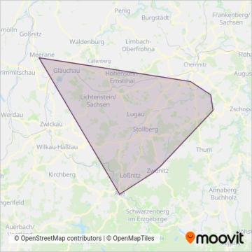 Схема покрытия компании City-Bahn Chemnitz (Автобус)