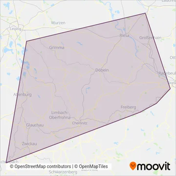 Схема покрытия компании Mitteldeutsche Regiobahn (Поезд)