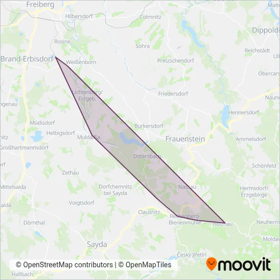 Freiberger Eisenbahngesellschaft (Bus) coverage area map