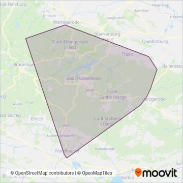 Схема покрытия компании Harzer Schmalspurbahn (Поезд)