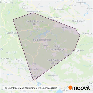 Схема покрытия компании Harzer Schmalspurbahn (Поезд)