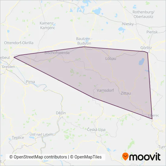 trilex  - Die Länderbahn GmbH DLB (Rail) coverage area map