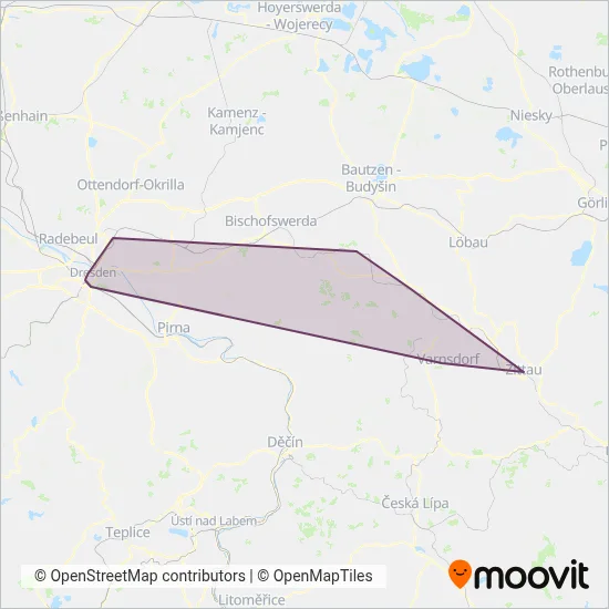 trilex  - Die Länderbahn GmbH DLB (Bus) coverage area map