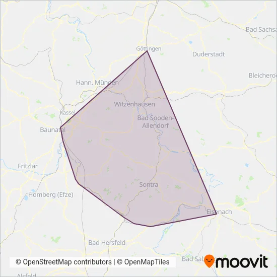 cantus Verkehrsgesellschaft (Rail) coverage area map