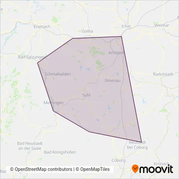 Süd-Thüringen-Bahn (Rail) coverage area map