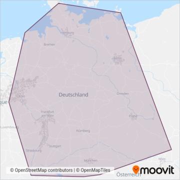 Схема покрытия компании DB Fernverkehr AG (Поезд)