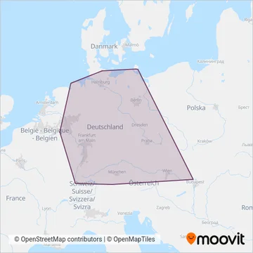 DB Fernverkehr AG (Rail) coverage area map