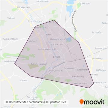 Схема покрытия компании Erfurter Verkehrsbetriebe AG (Трамвай)