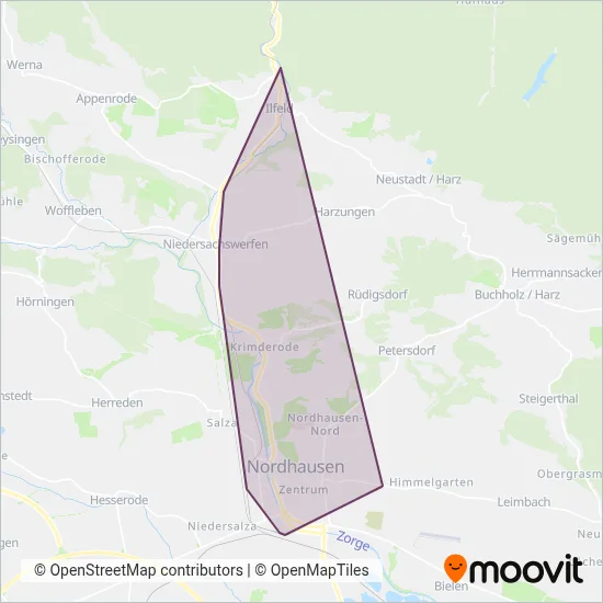 Verkehrsbetriebe Nordhausen GmbH coverage area map