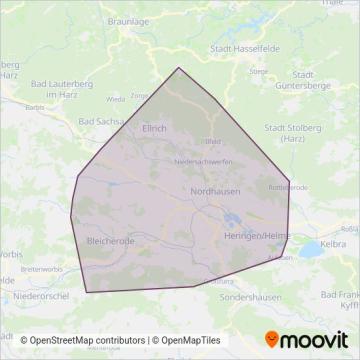 Схема покрытия компании Verkehrsbetriebe Nordhausen GmbH (Автобус)