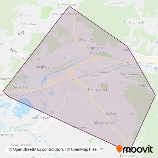 Stadtbus Kulmbach coverage area map