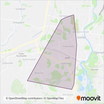 Схема покрытия компании Görlitzer Verkehrsbetriebe (Трамвай)