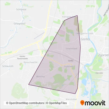 Görlitzer Verkehrsbetriebe (Tram) coverage area map
