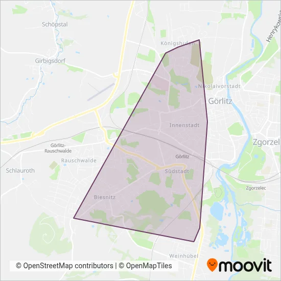 Görlitzer Verkehrsbetriebe (Tram) coverage area map
